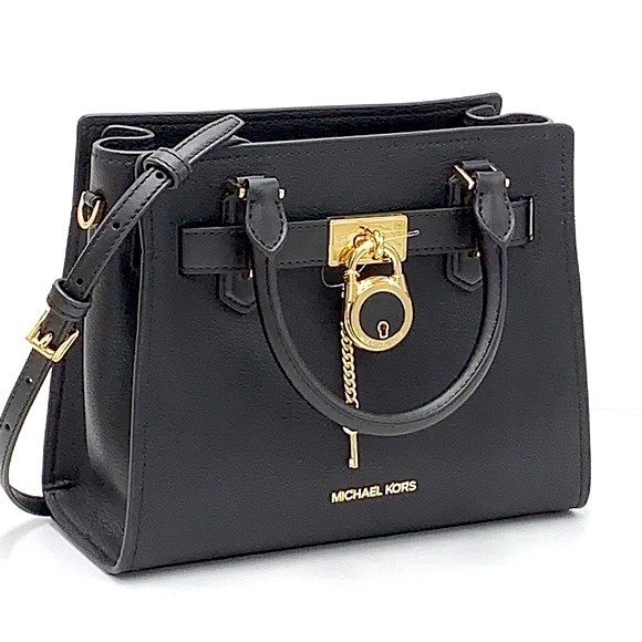 Michael Kors Hamilton Small Satchel Shoulder Crossbody Bag Black color NWT - Picture 1 of 15